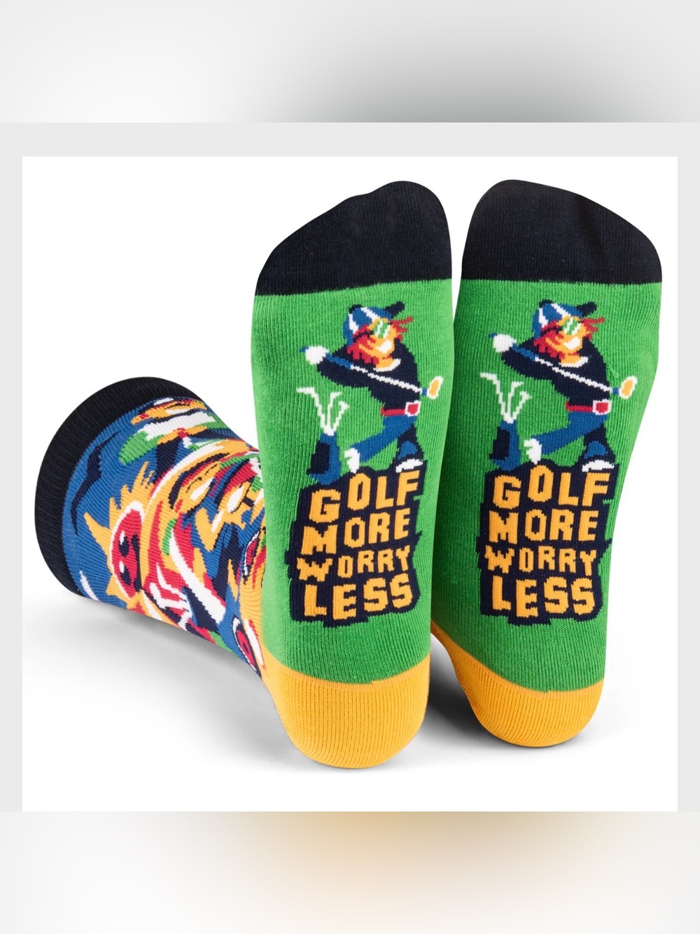 Lavley Mens Golf More Worry Less Socks Green Novelty Crew Socks NWT One Size
New